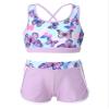 Moggemol Kids Girls 2 Piece Gymnastics/Dance/Sports Outfits Crop Tank Tops and Shorts Tankinis Athletic Swimsuit D#Lavender10 10-12 view 1