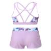 Moggemol Kids Girls 2 Piece Gymnastics/Dance/Sports Outfits Crop Tank Tops and Shorts Tankinis Athletic Swimsuit D#Lavender10 10-12 view 2