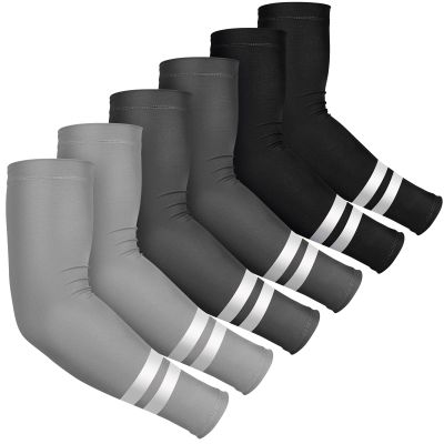 SATINIOR 6 Pairs UV Sun Protection Arm Sleeves for Men Women Reflective Cooling Compression Sleeves Golf Outdoor Sports(Black, Light Gray, Dark Gray)