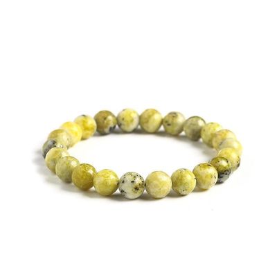 HZLXF1 Natural Yellow Grass Turquoises Bracelet Polished Bracelets for Both Men and Women Beads Bangle Elastic Bracelets (Size : 12mm, Color : Turquoises)