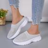 Hbeylia Women's Fashion Slip-On Loafers Walking Shoes Platform Mesh Breathable Air Cushion Trendy Chunky Bottom Low Top Backless Canvas Shoes Flats Flying Play Sneakers view 2