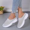 Hbeylia Women's Fashion Slip-On Loafers Walking Shoes Platform Mesh Breathable Air Cushion Trendy Chunky Bottom Low Top Backless Canvas Shoes Flats Flying Play Sneakers view 3
