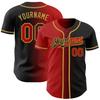 Customize Gradient Baseball Jerseys Button Down Personalized Black Red Baseball T-shirts Short Sleeve Customize Hip Hip Shirts Sports Uniform Jerseys Stitched Name Number Logo for Unisex Youth view 1