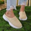 Hbeylia Women's Fashion Slip-On Loafers Walking Shoes Platform Mesh Breathable Air Cushion Trendy Chunky Bottom Low Top Backless Canvas Shoes Flats Flying Play Sneakers view 3