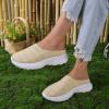 Hbeylia Women's Fashion Slip-On Loafers Walking Shoes Platform Mesh Breathable Air Cushion Trendy Chunky Bottom Low Top Backless Canvas Shoes Flats Flying Play Sneakers view 4