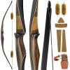 58 Inch Black Hunter Longbow 20-40lbs Horse Bow Right Hand One Piece Longbow with Stringer Tool Handmade Traditional Wooden Bow for Hunting Shooting (25LBS) view 1