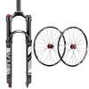 BUCKLOS 27.5" QR 9 * 100mm MTB Air Suspension Fork, Rebound Adjust 1 1/8 Straight Tube Manual Lockout XC AM & Carbon Hub Wheels Disc Brakes, 24H Flat Spokes Bike Wheels fit 7-11 Speed Cassette view 1