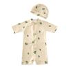MYGBCPJS Boys Girls Short Sleeve Rashguard Swimsuit Zipper Swimwear Toddler Kids 2 Pcs Floral Printed Bathing Suit + Hat view 1