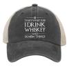 Funny Hat That's What I Do I Drink Whiskey and I Know Things Trucker Hat Men Vintage Mesh Cap for Summer view 3