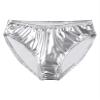 Lorilida Men's Bikini Briefs Shiny Metallic Bulge Pouch Panties Underwear Low Waist Swim Trunks Silver 3X-Large view 1