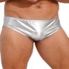 Lorilida Men's Bikini Briefs Shiny Metallic Bulge Pouch Panties Underwear Low Waist Swim Trunks Silver 3X-Large view 2