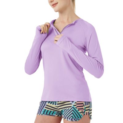 SG Edge Women's Standard Outdoor Quick Dry Sun Protection 1/4 Zip Long Sleeve Shirt, Purple