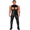ACSUSS Mens Open Cups Shiny Leather Crotchless Bodysuit Mock Neck Sleeveless Skinny Jumpsuit Clubwear Black X-Large view 1