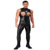 ACSUSS Mens Open Cups Shiny Leather Crotchless Bodysuit Mock Neck Sleeveless Skinny Jumpsuit Clubwear Black X-Large view 3