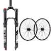 BUCKLOS 27.5" QR 9*100mm MTB Air Suspension Fork , Rebound Adjust 1 1/8 Straight Tube Manual Lockout XC AM & Disc Brake 32H, High Strength Aluminum Alloy Rim Black Bike Wheel, fit 7-11 Speed Cassette view 1