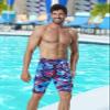 KGKE Mens-Swim-Jammers Athletic-Swimwear Quick-Dry-Shorts Durable-Team-Swimsuits - Drawstring Competition Swimming Soft UPF50+ (Colorful Blue-WF, XL) view 2