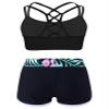 Nikiikoo Kids Girls 2Pcs Activewear Set Gymnastics Dance Sports Bra Crop Tops and Booty Shorts Tankini Swimsuit B#Black01 12 Years view 2
