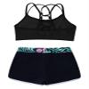 Nikiikoo Kids Girls 2Pcs Activewear Set Gymnastics Dance Sports Bra Crop Tops and Booty Shorts Tankini Swimsuit B#Black01 12 Years view 4