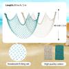 Decorative Fishing Net 80x40 Inch,YuanDe 2 Pack Beige & Aqua Picture Fish Net, Wall Photo Hanging Fishnet for Nautical Mermaid Pirate Ocean Theme Hawaii Beach Under The Sea Party Decoration view 2