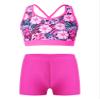 YONGHS Kids Girls 2 Pieces Bathing Suit Beach Swimsuit Sports Swimwear Tankinis Top with Shorts Set Gardenia&Hot Pink 8 Years view 1