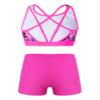 YONGHS Kids Girls 2 Pieces Bathing Suit Beach Swimsuit Sports Swimwear Tankinis Top with Shorts Set Gardenia&Hot Pink 8 Years view 2