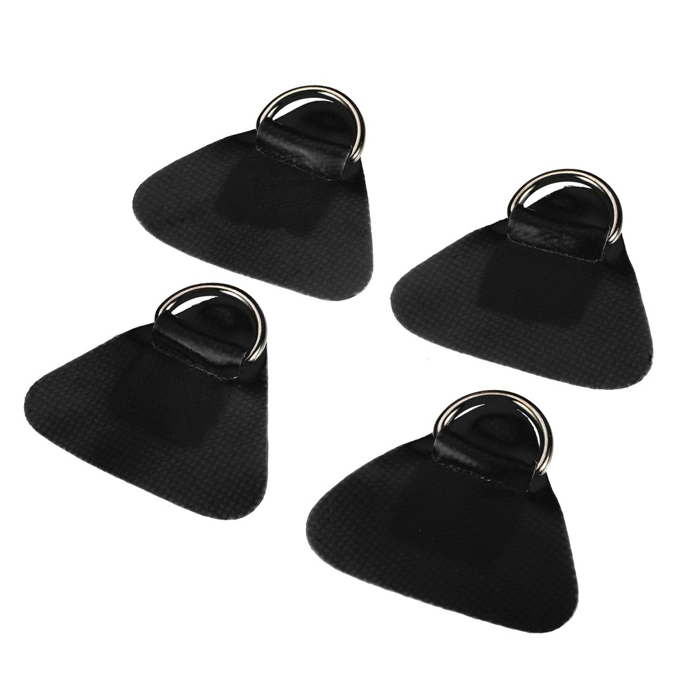 X AUTOHAUX 4pcs Boat Kayak D Ring Buckle Patch PVC Stainless Steel Triangle Shape D Ring Pad for Inflatable Boat Kayak Canoe Deck Black