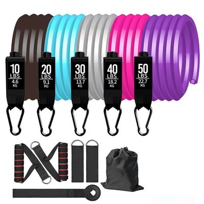 11 Pcs/Set Women Resistance Bands Bodybuilding TPE Belt Fitness Training Yoga Pull Rope Gym Equipment Elastic Bands (Color : Multi-Colored, Size : 100LB)