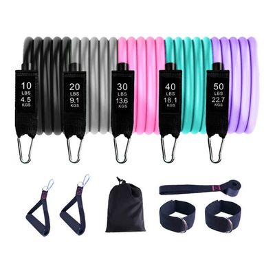 11 Pcs/Set 100LB 150LB Resistance Bands Bodybuilding TPE Belt Fitness Training Yoga Pull Rope Gym Elastic Bands (Color : Multi-Colored, Size : 100LB)