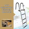 Boat Ladder 4 Step Pontoon Boat Ladder Foldable Stainless Steel Marine Rear Entry Telescoping Ladder with Wide Steps Swim Deck Ladder with Pedal Hand Railing,Retaining Strap view 3