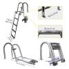 Boat Ladder 4 Step Pontoon Boat Ladder Foldable Stainless Steel Marine Rear Entry Telescoping Ladder with Wide Steps Swim Deck Ladder with Pedal Hand Railing,Retaining Strap view 4