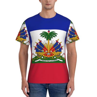 Decktt Flag of Haiti Men's T Shirt Men's Tight-Fitting Sports T-Shirt Personalized Fashion Pattern T-Shirt