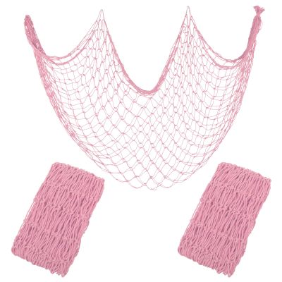 Decorative Fishing Net 80x40 Inch,YuanDe 2 Pack Large Light Pink Picture Fish Net, Wall Photo Hanging Fishnet for Nautical Mermaid Pirate Ocean Themed Hawaii Beach Under The Sea Party Decorations