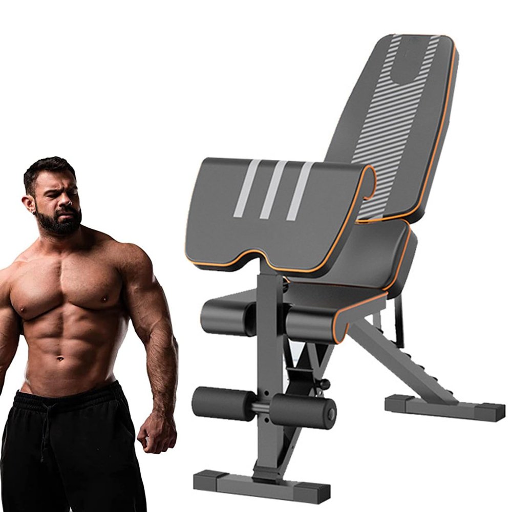 RIEJIN Adjustable Weight Bench 660LBS Sturdy Structure Workout, Foldable & Easy Incline-Flat-Decline for Home Gym use Bench of Full Body Workout Strength Training