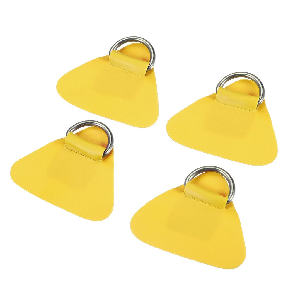 X AUTOHAUX 4pcs Boat Kayak D Ring Buckle Patch PVC Stainless Steel Triangle Shape D Ring Pad for Inflatable Boat Kayak Canoe Deck Yellow