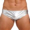 Alvivi Water Glossy Shiny Bikini Briefs Swimming Trunks Sexy Low Rise Pouch Club Dancing Underpant Silver 3X-Large view 1