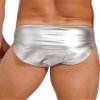 Alvivi Water Glossy Shiny Bikini Briefs Swimming Trunks Sexy Low Rise Pouch Club Dancing Underpant Silver 3X-Large view 2