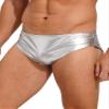 Alvivi Water Glossy Shiny Bikini Briefs Swimming Trunks Sexy Low Rise Pouch Club Dancing Underpant Silver 3X-Large view 3