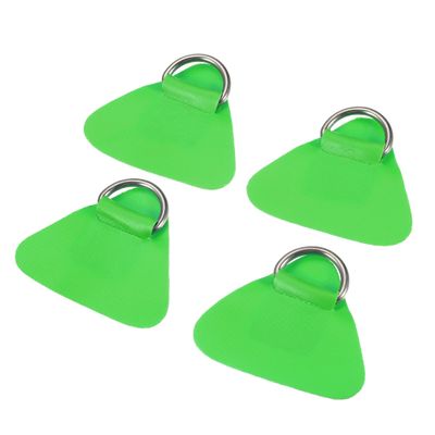 X AUTOHAUX 4pcs Boat Kayak D Ring Buckle Patch PVC Stainless Steel Triangle Shape D Ring Pad for Inflatable Boat Kayak Canoe Deck Green