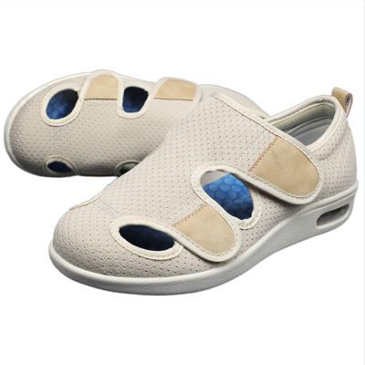 bumuam Extra Wide Walking Edema Sneakers,Adjustable Closure Breathable Lightweight Width Non Slip Air Cushion Sneakers for Swollen Feet Edema Men 5.5/Women 6.5