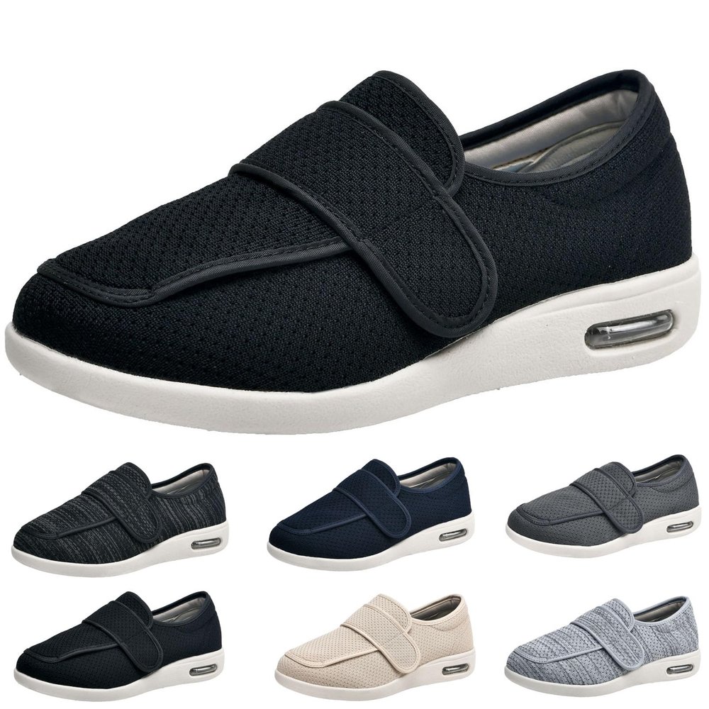 bumuam Mens Diabetic Edema Shoes Extended Widths,Extra Wide Widths Walking Edema Sneakers Adjustable Strap Easy On/Off Men 11/Women 12
