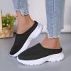 Hbeylia Women's Fashion Slip-On Loafers Walking Shoes Platform Mesh Breathable Air Cushion Trendy Chunky Bottom Low Top Backless Canvas Shoes Flats Flying Play Sneakers view 2