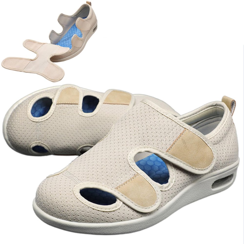 bumuam Women Slip On Shoes with Arch Support,Outdoor Walking Sneakers Orthopedic Lightweight Comfy Casual Slippers for Elderly Swollen Feet Arthritis Recovery Men 8.5/Women 9.5