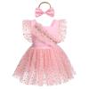 1st Birthday Girl Dress Outfit Baby Sleeveless Sequin Stars Romper Dress Cake Smash Tulle Dress Pink Stars 12-18 Months view 2