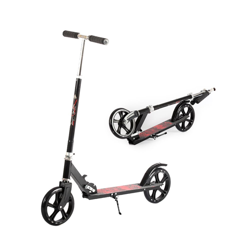 GLDDFDG Teen/Adult Kick Scooter 2 Wheel Scooter- Lightweight & Big Sturdy Wheels,Foldable, Adjustable Handlebars, Lightweight, for Riders Up to 300 Lbs,Black