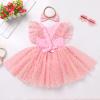 1st Birthday Girl Dress Outfit Baby Sleeveless Sequin Stars Romper Dress Cake Smash Tulle Dress Pink Stars 18-24 Months view 4