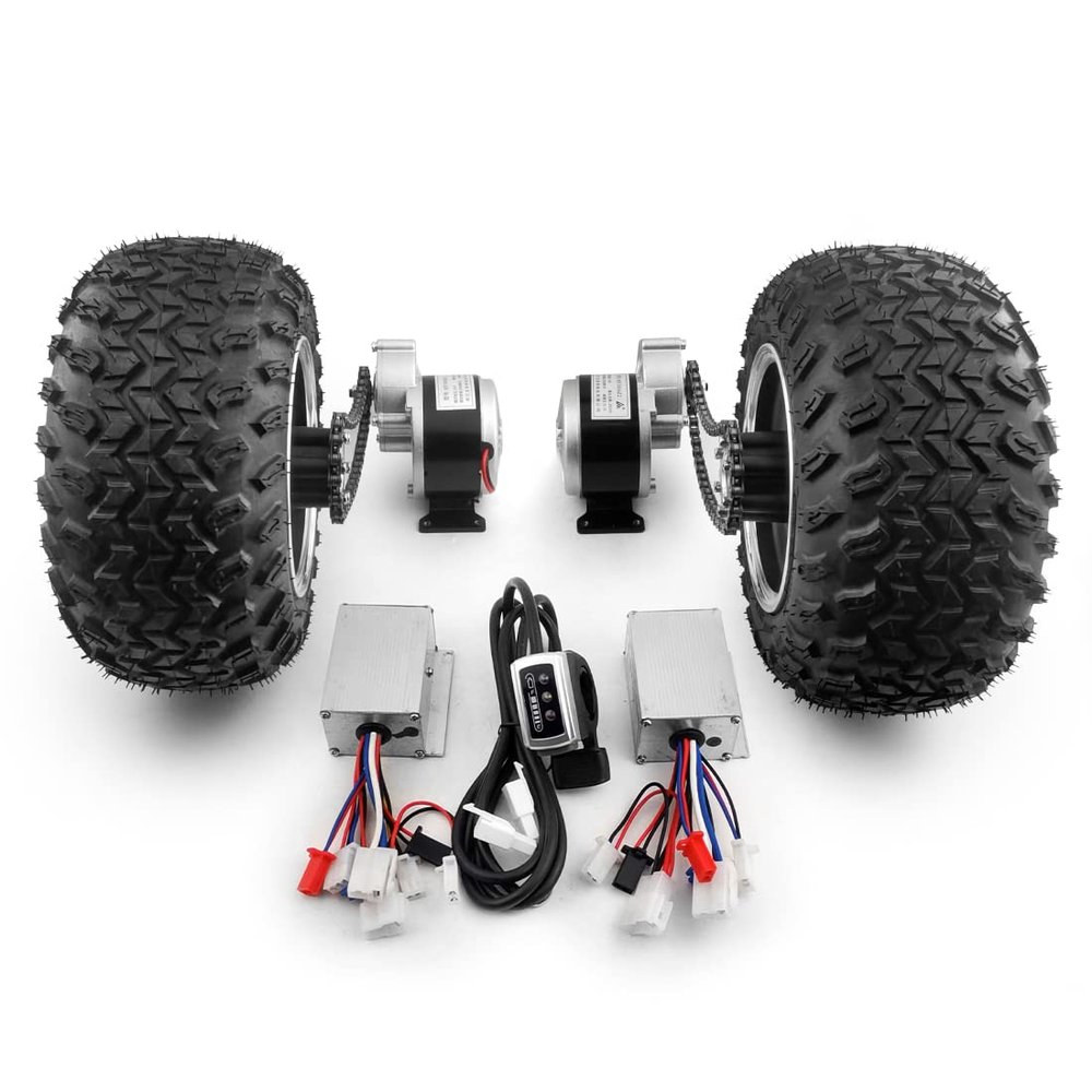 L-faster Dual 250W Motor Drive 10x6.00-6 Air Wheel Conversion Kit Easy Carry 200kg for Bike Barrow Beach Trolley Cart (36V250W Max 4kph)