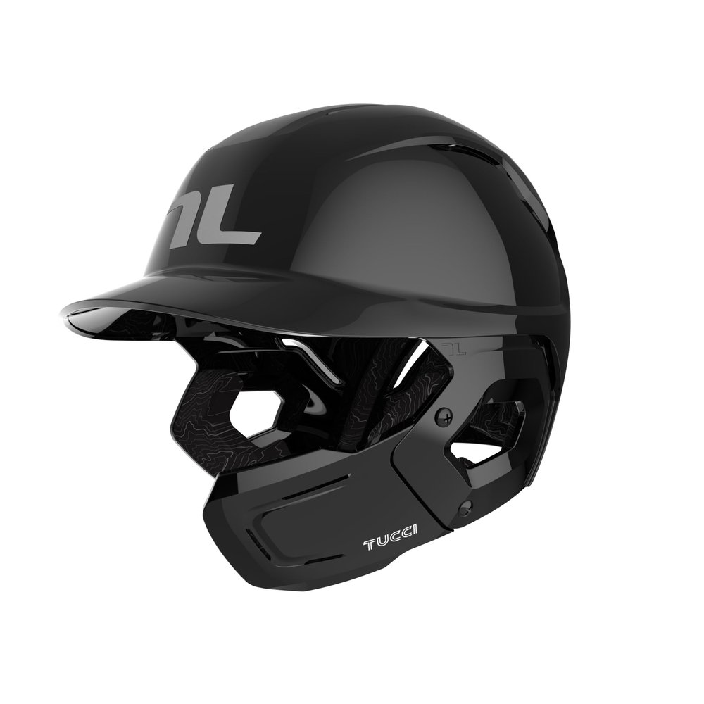 TUCCI Potenza Batting Helmet with Jaw Flap, L/XL, Gloss Black, Right-Handed Hitter