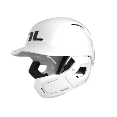 TUCCI Potenza Batting Helmet with Jaw Flap, L/XL, Gloss White, Right-Handed Hitter