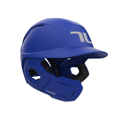 TUCCI Potenza Batting Helmet with Jaw Flap, S/M, Matte True Royal Blue, Left-Handed Hitter