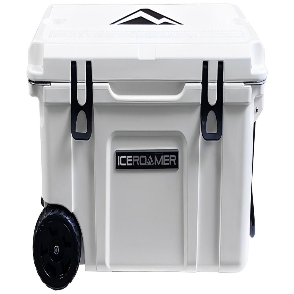 58 Quart Wheeled Cooler - 1 Person Portable Ice Chest with Wheels. Ideal for Camping, Fishing, Beach and Outdoor Activities - Insulated with Large Capacity, Durable and Bear Proof